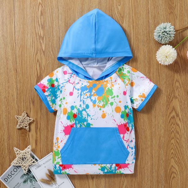 Baby -Kleidungskit Sommer Tops Print Kids Hoodie Soft Colors 2pcs Kinder Shorts Jungen Set Sport Boys Schöne Jungen Outfit