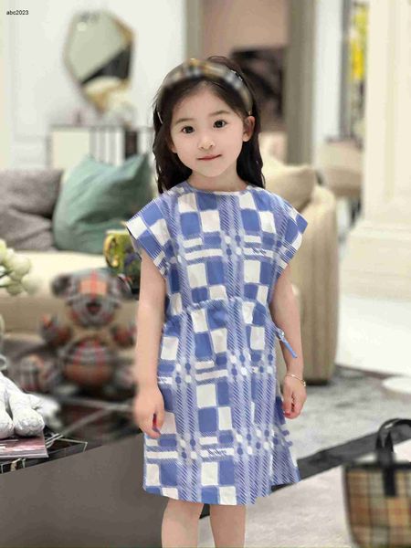 Classics Girls Partydress Blue and White Plaid Design Salia de bebê Tamanho 100-160 cm Roupos de designer de designers Vestido de princesa 24April