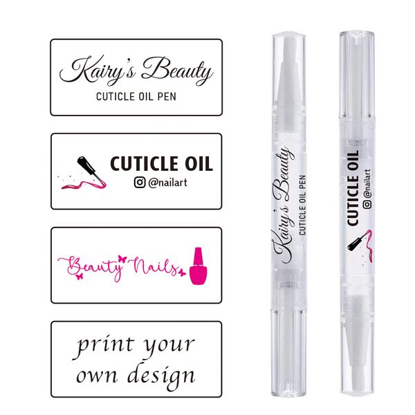 Costom Print Logo Transparent Aufkleber Personalisierte Nagelöl -Stift -Röhrchen -Aufkleber Nagel Nagelhaut Ölflaschen Etiketten 20x45mm100 PCs Pack