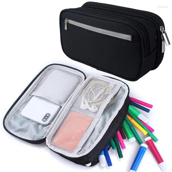 Aufbewahrungstaschen Bleistiftkoffer großer Kapazität Stiftmarkierungshalter Beutel Box Make -up -Tasche Oxford Stoff großer Briefpapierorganisator mit Reißverschluss für