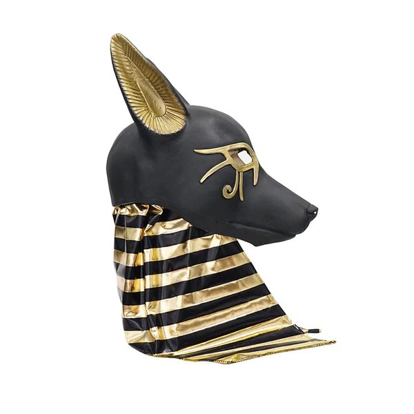 Snalifica antichi miti egiziani Morte Anubi Wolf Maschera Casco Latex Halloween Maschere per animali per gli oggetti di festa in maschera per adulti