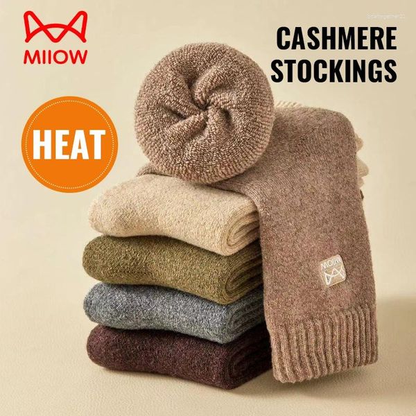 Calzini da uomo miiow merino lana uomini inverno addensato calzino riscaldato resistente al freddo cashmere calze stivali da neve retrò asciugamano caldo