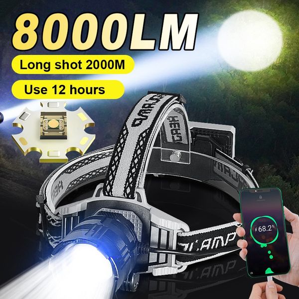 High Power 30W LED -Scheinwerfer Outdoor -Beleuchtung 2000 m Super Long Beam Scheinwerfer 4 Modus Outdoor Fischerei Lantern wasserdichte Arbeitslampe