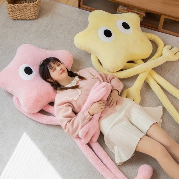 Nuovo gigantesco peluche giallo rosa star mostro giocattolo di mostro peluche gambe lunghe gambe lancio cuscino creativo decorazioni per la stanza per la bambola divertenti