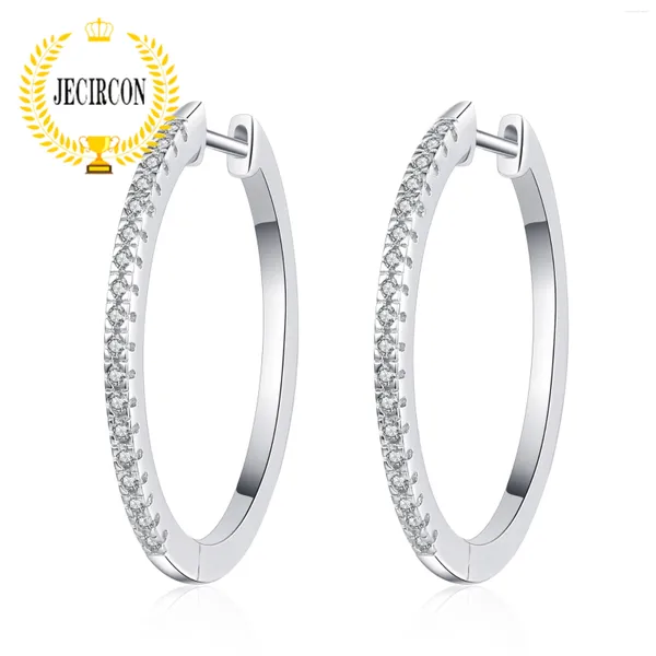 Hoop Ohrringe Jecircon 925 Sterling Silber großer Halbkreis Full Diamond Mini Moissanit Ohrschmuck für Frauen Platin -Qualität