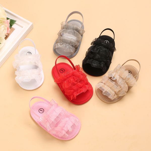 Neue süße und süße Sandalen Sommer Baby Cross Hollow Soft Soles Sandale 0-18 Monate Kleinkind Flat Booker