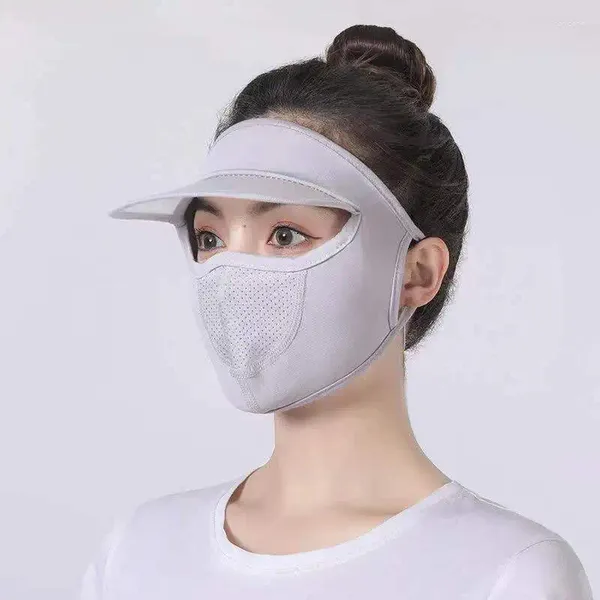 Cappelli larghi brimesterni estivi per la protezione solare maschera di seta cappello da esterno anti-uv copertura piena facciata femmina berretto di protezione solare lungo ciclismo