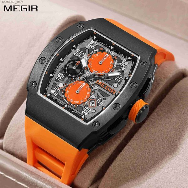 Avanadores de pulso megir New Fashion Quartz Mens Luxo Sile Sports Military Militar