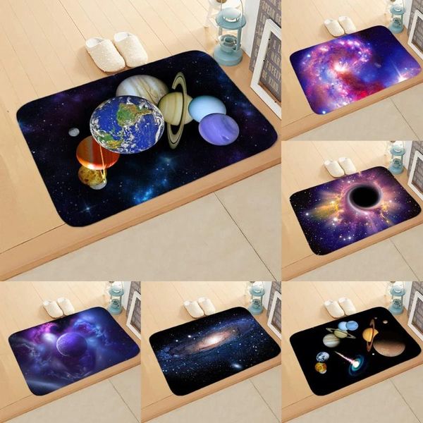 Коврики для ванн вселенная Starry Sky Anty-Slip Earth Planet Foot Pad Black Hore Bloom Goodormat красочный кухонный ковер коврик домой