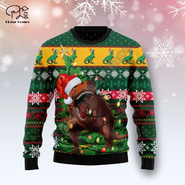 Weihnachten Weihnachten Santa Claus Hundeschädel Lustiges Tattoo Muster Ugly Pullover Streetwear 3dprint Harajuku Unisex Casual Sweatshirts C.