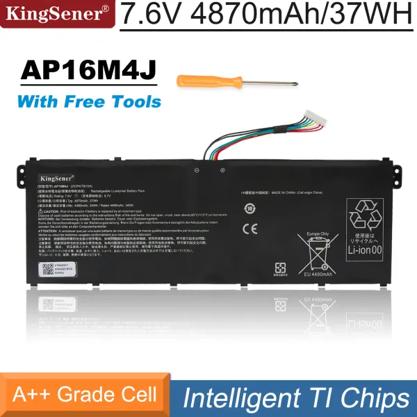 Батареи Kingsener AP16M4J Батарея для ноутбука для Acer Aspire 3 A31733 EX21551G Notebook 2ICP4/78/104 7.6V 37WH 4870MAH