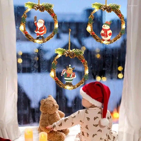 Fiori decorativi ghirlande natalizie per porta d'ingresso Rattan illuminazione a batteria a batteria a batteria a base di ghirlanda decori piccoli