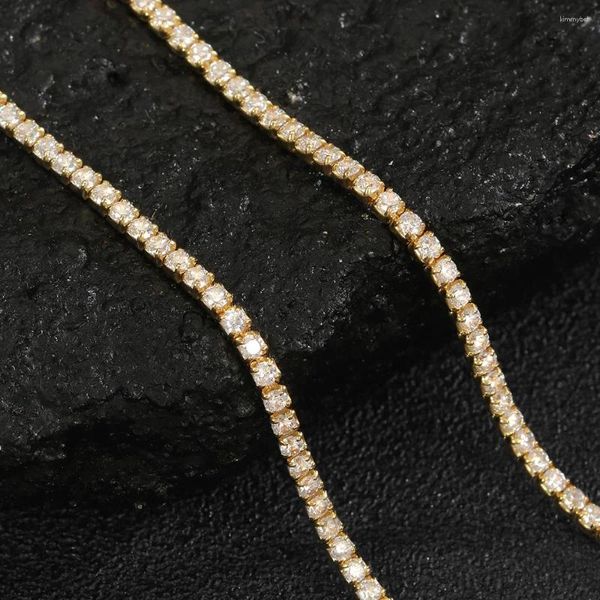 Catene sottili da 2 mm a diamante moissanite catena cubana 925 collana in oro 18k d'argento per donne gioielli zircone pietra di pietra colletti