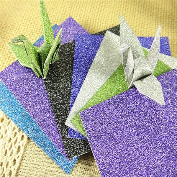 12 Blätter Kinder Geschenk Set Square Blätter Glitzer Schaumblätter Kleber Kurs Bastelpapier Glitter Origami Papier Kind