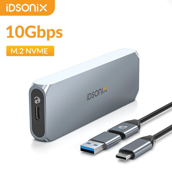 Enclosure Idsonix M.2 SSD Caso USB3.2 10 Gbps NVME Enclosure e 6 Gbps SATA di tipo C Custodia a disco rigido Supporto 4TB NVME PCIe sata ahci