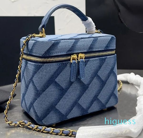 2024 Make-up-Tasche Kosmetikbeutel Beutel Frauen Denim Toilettengiftbaus mit Solid Color Fashion All-Match kleine frische tägliche Kosmetikbeutel