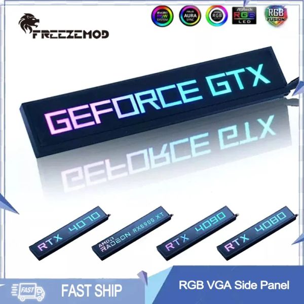 Refrigeração Diy RGB VGA Painel lateral RTX3090 3080 3070 Cartão de gráfico GPU Placa traseira ASUS ROG 5V 3PIN ARGB AURA SYNC PC Modding Lighting Painel