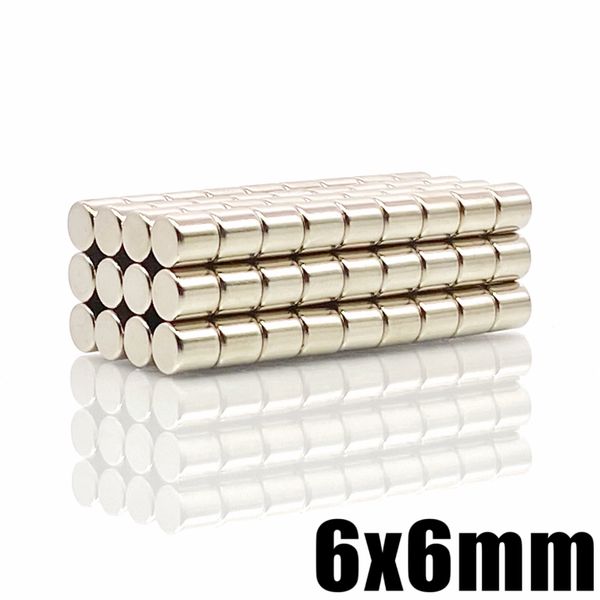 5/10/20/50/100/200/500pcs 6x6 Magnet neodimio 6mm x 6mm N35 NDFEB Round Round Super potente Disco magnetico permanente magnetico Strong permanente