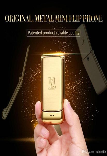 Разблокированный V9 Mini Flip Mobile Phone 154 -дюймовый маленький функциональный телефоны Беспроводной Bluetooth Dierer FM MP3 Metal Case Case Gsm Global2660914