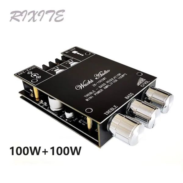 Усилители ZK1002MT 2x100W Bluetooth 5.0 Subwoofer Poard Power Audio Audio Amplifier Board Aux Bass Trible Amp Home Theatre