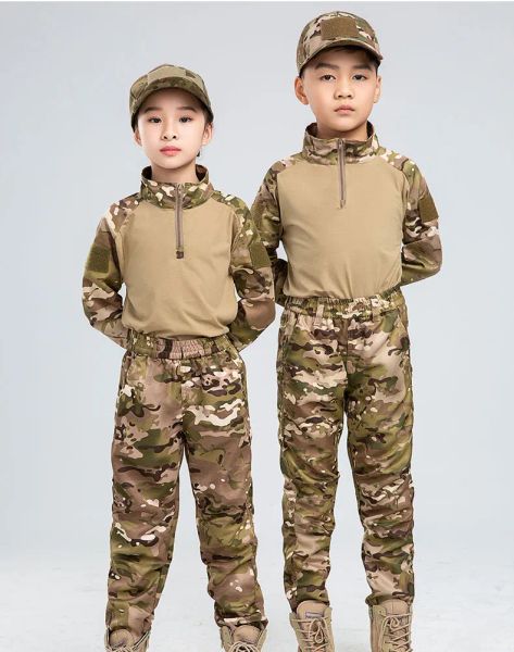 Hose Kinder Jungen Armee Taktische Uniform Langarm Kinder Militär Tarnkampfkämpfe Hemdhosen Set Airsoft Training Jagdkleidung