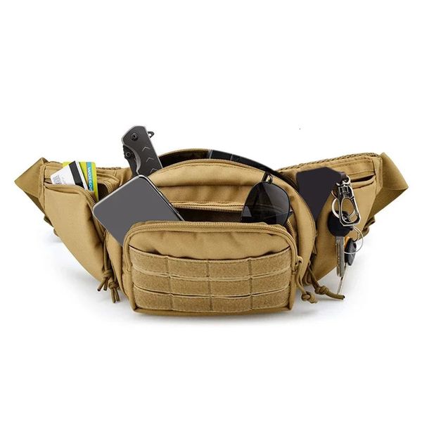 Man Saco de cintura tática Holster Exército Fanny Pack Sling Bags Bolsa de cinto externo Bolsa de ciclismo de pacote de peito 240411