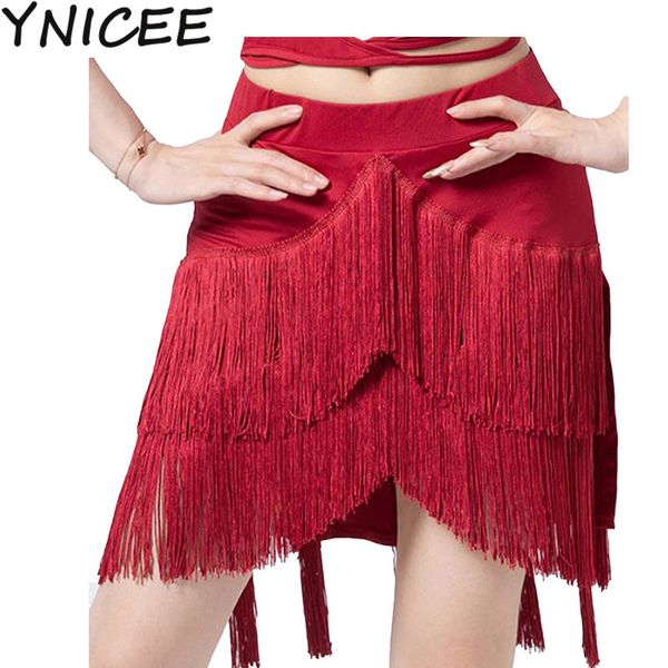 Damen -Fringe -Tanz -Rock Ballsaal Latin Salsa Tango Rock Sexy Split Bein Shorts Rock Halloween Party Kleid