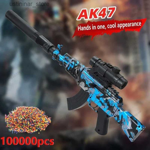 Areia tocar água divertida Akm Childrens Gun Special Crystal Gun Water Ak-47 Manual Brist Bristy Toy Water Boy Gun Mole Bullet L47