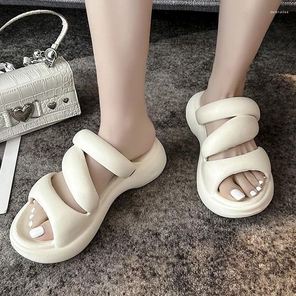 Hausschuhe Mid Heels Frauen Plattform gemütliche Schuhe Casual Dress Slides 2024 Walking Summer Designer Beach Flip Flops Mujer