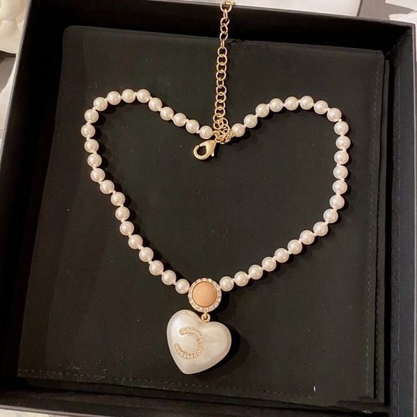 Collana di perle di lusso francese per donne classiche lettere a doppia lettera girasole ciondolo con strass e zircone rosa perfetto regalo sorella perfetta