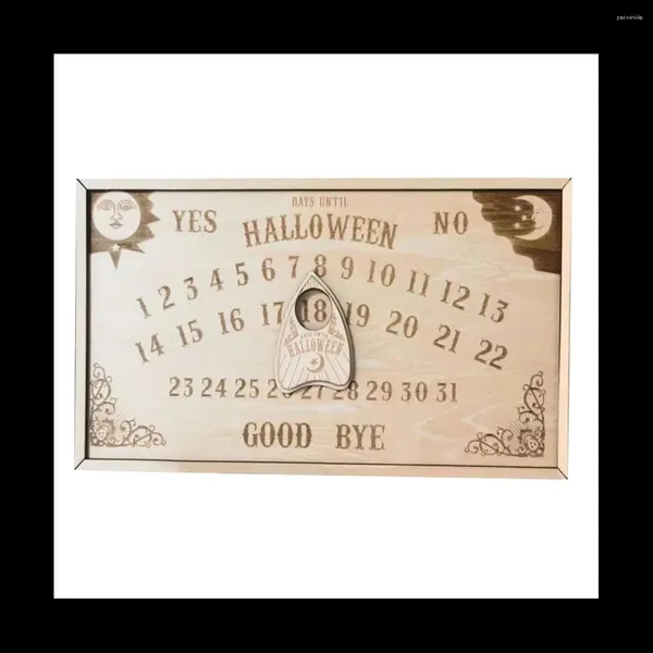 Calendario di Halloween con conto alla rovescia di decorazioni per feste con un blocco di astronavi in legno magnetico in movimento