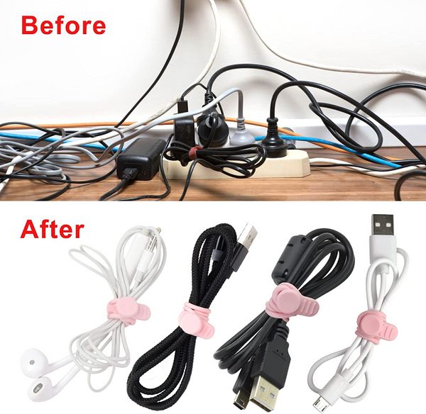5/1pc Силиконовый телефон кабель кабеля Winder Winder Clip Organizer Cable Cable Tie для мыши для зарядного шнурного шнура для мыши