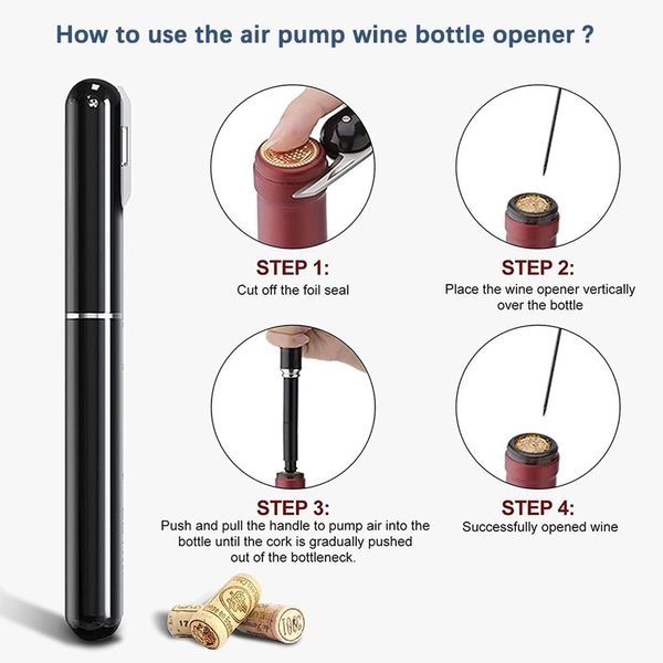 Pin parmak yüzüğü açıcılar hava basınç pompası cep şişesi açıcı şarap şişesi açıcı şarap tirbuşon şarap mantar sökücü