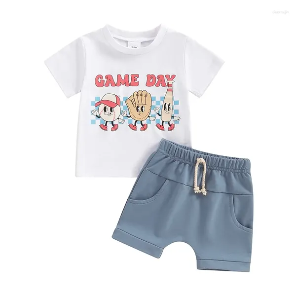 Kleidung Sets Kleinkind Baby Boy Sommer Outfits Spiel Ball Sticker T-Shirt Baseball Print Kurzes Set Casual Game Day Kleidung