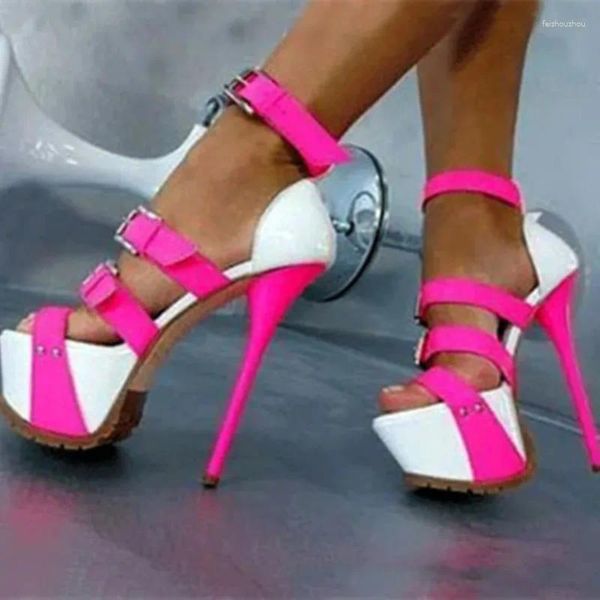 Frauen Plattform 2024 Sandalen Stiletto High Heels Open Toe White Black Rose Red Party Schuhe US-Größe 5-15 4383