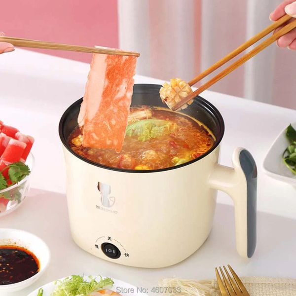 Töpfe 220 V Multifunktionaler Elektromocher Heizpfanne Elektrische Kochkochmaschine Hotpot Nudeln Reis Kochen Eier Suppe Doppeldampfer