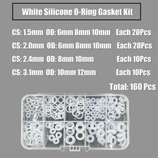 VMQ White Silicon O Ringdichtung CS 1,5/2/2,4/3mm Silikon Wärme-resistenter Lebensmittelqualität Isolierter wasserdichtes ungiftiger Waschmaschine O-Ring