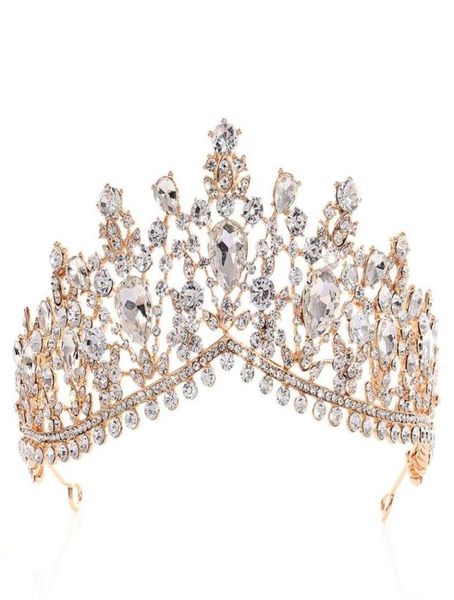 Lüks Rhinestone Tiara Taç Kristal Gelin Saç Aksesuarları Düğün Başlıkları Quinceanera Pageant Prom Kraliçe Tiara Prenses CR1611416