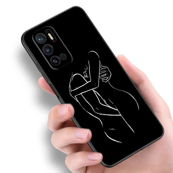 Art Line Face Phone Case para Xiaomi Redmi Nota 7 8 9 10 Lite 11 11e 11t 12 Pro 11s 4g 10t 5g 8t 9s 10s Soft TPU Black Cover