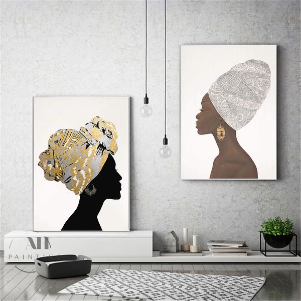 Modern basit figür tuval boyama soyut Afrika kadın duvar sanat poster oturma odası duvar dekoratif resimler ev dekor