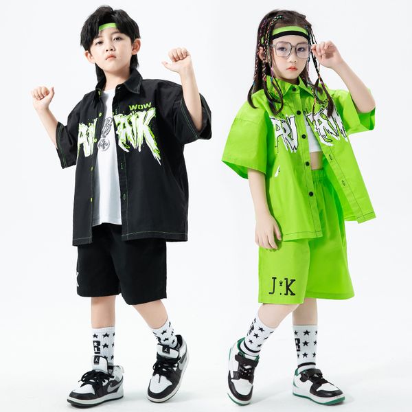 Kids Hip Hop costume cingola stampato sciolto Shorts casual Girls Boy Street Dance Clothes Group Outfits 8 10 12 Y