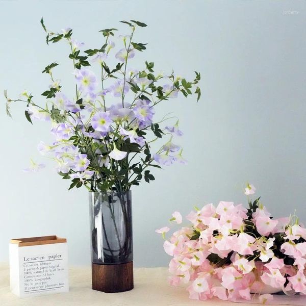 Dekorative Blumen 2pcs künstlicher Morgen Ruhm Vine Petunia Real Touch Fake Glories Bonsai für Home Office Garten Hochzeit