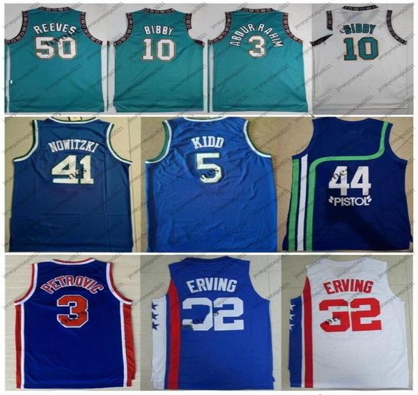 Top -Qualität 44 Pistol Pete Maravich 3 Abdur Rahim 10 Mike Bibby 50 Reeves Julius Erving 3 Drazen Petrovic Jason Kidd Basketball JE8440551