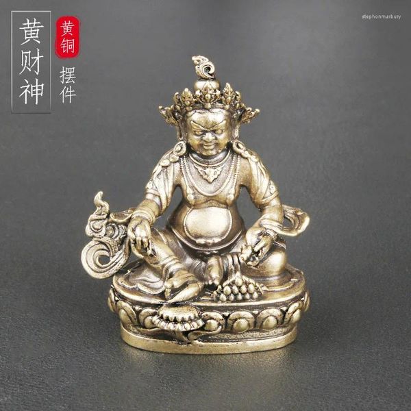 Orecchini di collana impostati in ottone Huang Caishen Ornamenti tibetani Buddha religioso Crafts Adorazioni statue Wenwan Collezione