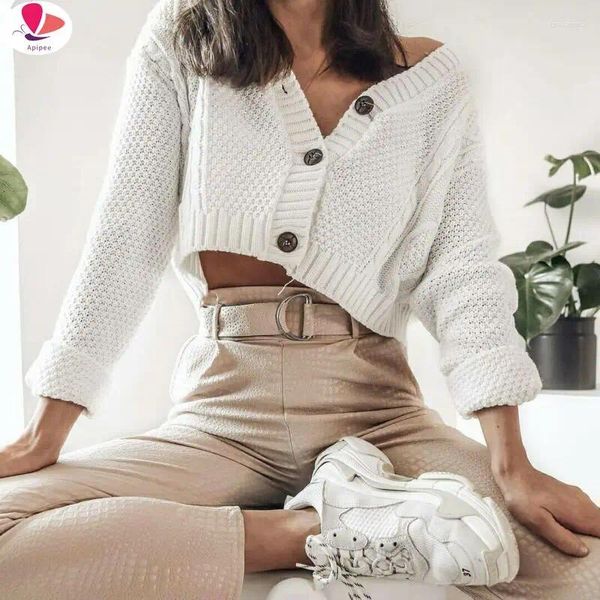 Malhas femininas Mulheres malha de malha Cardigan Cardigan Sweaters