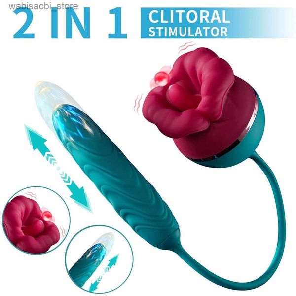 Andere Gesundheit Schönheitsteile 2 in 1 Einfügen Vibratoren für Frauen Zungen -Leck -Klitoris -Stimulator Vagina G Spot Telesing Dildo Massager Erwachsene Spielzeug L49