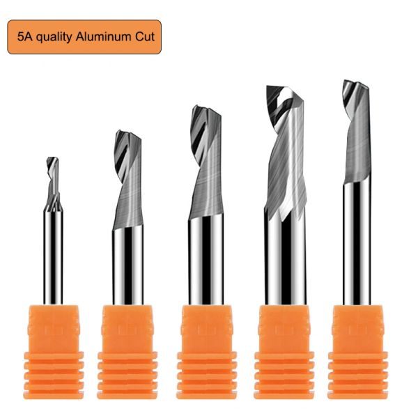 1pcs 5A 3D CNC Yönlendirici Bit Gravür Kesme 3.175 /4/6 SHANK Tek Flüt Freze Kesici Spiral Uç Mill Ahşap Alüminyum