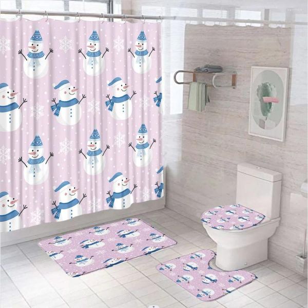 Tende da doccia natalizia set tende da pupazzo set non slittata boscaiola copertura da bagno tappetino tappetino da bagno inverno fiocchi da neve per bambini decorazione per il bagno schermo