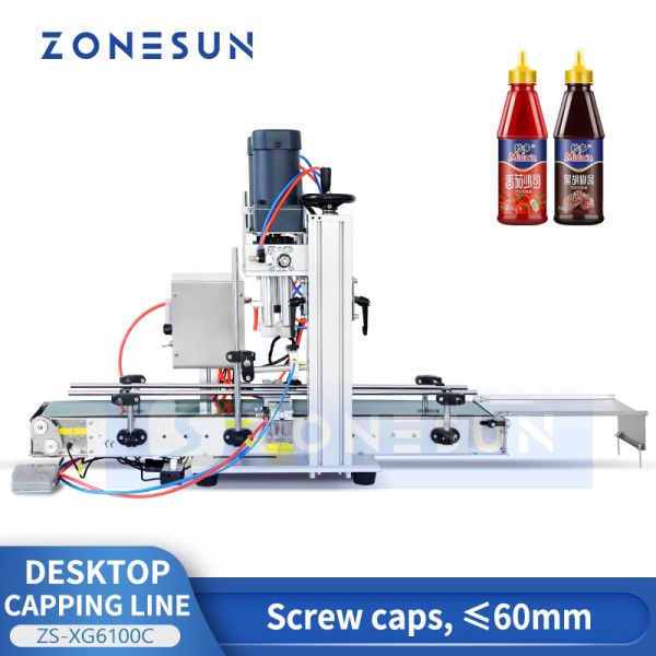 Werkzeuge Zonenun Flaschenverpackungsmaschine Srew Top -Saft Flüssigspray -Sprühkappe Twist Glass Tropper Deckel Förderlinie ZSXG6100C