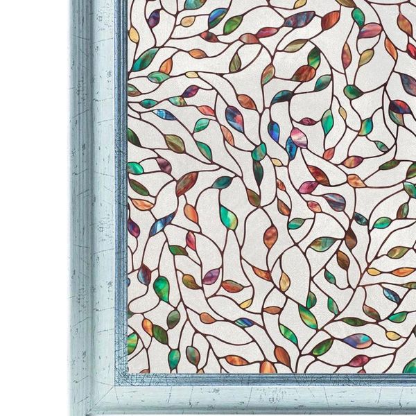 Оконные наклейки 60 200 см 3D красочная листья декоративная пленка ПВХ статическая цепча